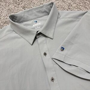 Kuhl Tufflex Shirt Renegade Men Large Gray Short Sleeve Button Up Outdoor Hiking